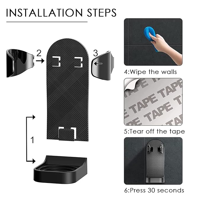 Linkidea 2 Pack Wall Mount Electric Shaver Holder, Self-adhesive Shower Organizer for Philips 7, 9 Series, Bathroom Razor Stand (Black)