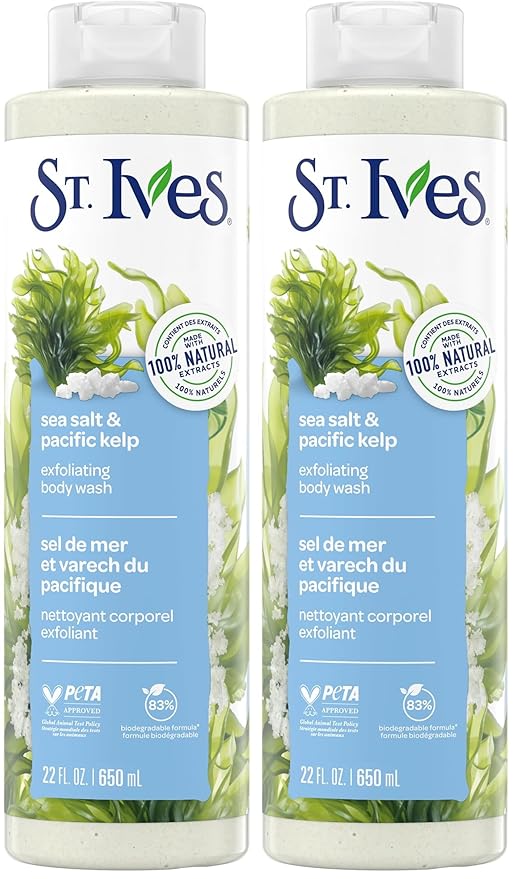 St. Ives Sea Salt & Pacific Kelp Exfoliating Body Wash 22 Fl Oz (Pack of 2)
