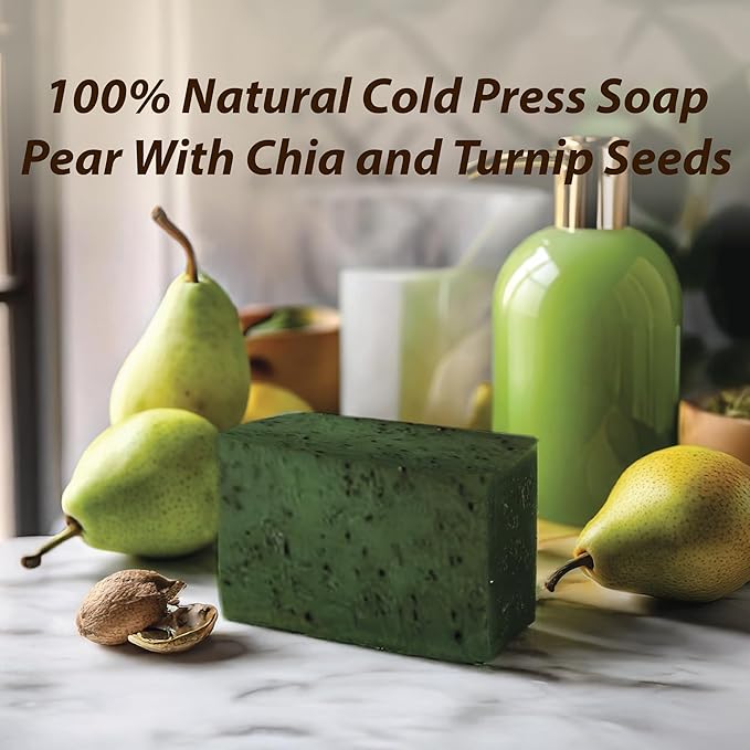 Natural Handmade Cold Press Bar Soap - Variety Pack with Aloe Vera and Vegetable Collagen - Soft Exfoliating - Coconut - Pear - Pine - 3 Pack