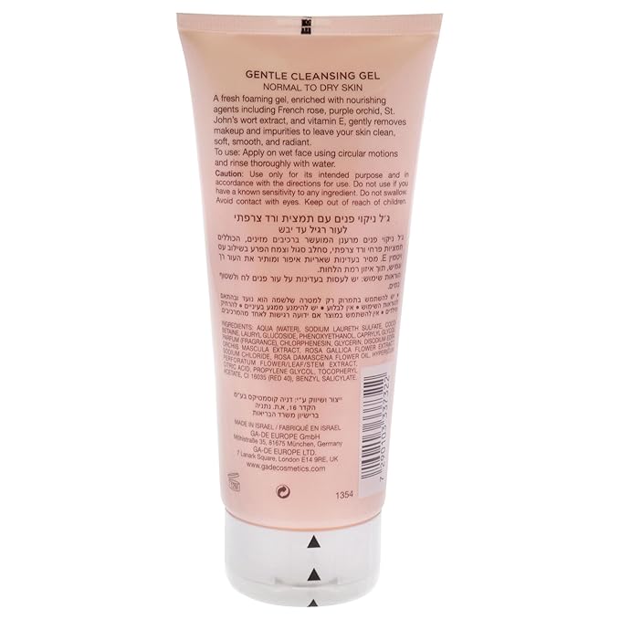 GA-DE Gentle Cleansing Gel - Normal to Dry Skin - Nourishing Fresh Cleansing Gel with French Rose, Purple Orchid, and Vitamin E - 6.7 oz