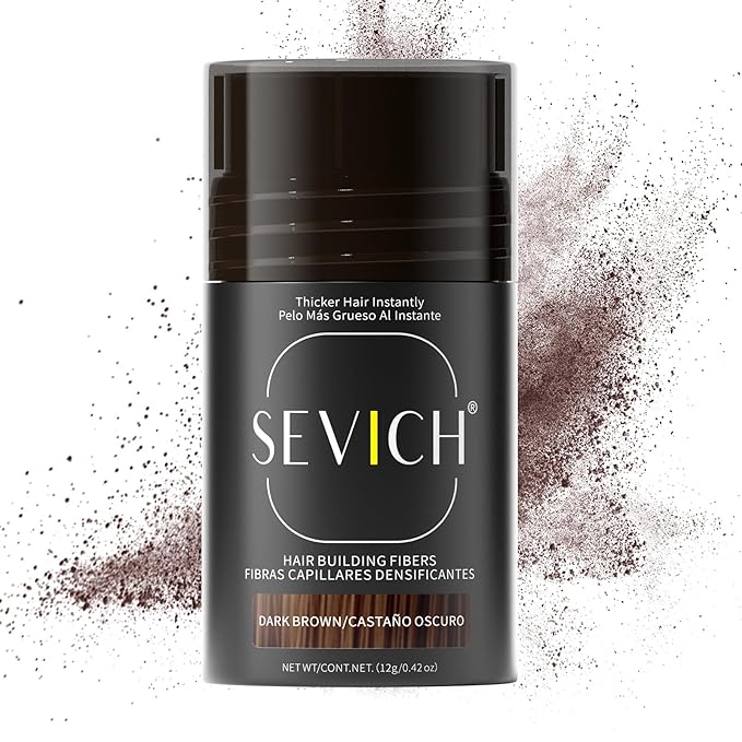 SEVICH Hair Fibers for Thinning Hair, Hair Building Fibers Instantly Thicker & Fuller Look,Hair Powder for Men & Women 12g Dark Brown