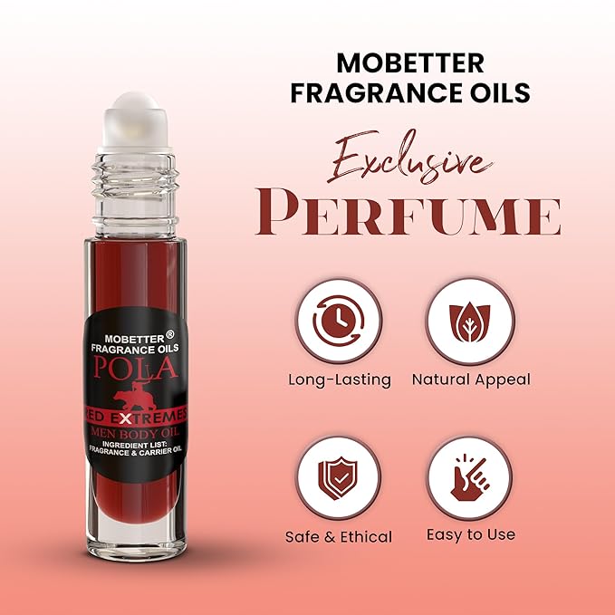 MOBETTER FRAGRANCE OILS Pola Red Extreme Cologne Body Oil for Men (10ml Roll On)