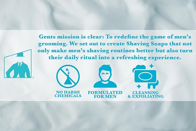 GENTS 97% All Natural Shave Soap Set for Men, Fragrance Free Shaving Soap with Shea Butter for Sensitive Skin