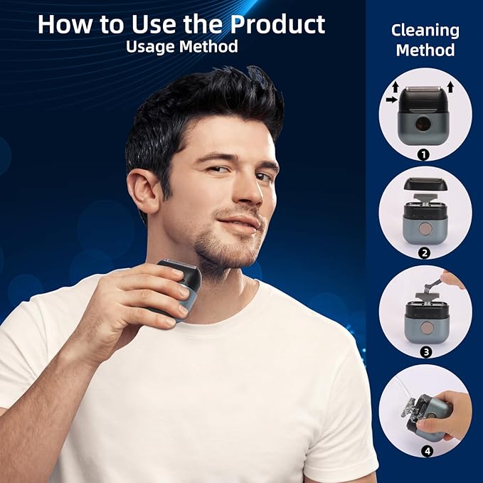 Electric Foil Shaver for Men & Women, Dual-Head USB Rechargeable Razor with 2 Precision Foil Blades, IPX6 Waterproof Wet & Dry Shaver, Portable Grooming Kit for Home, Office & Travel