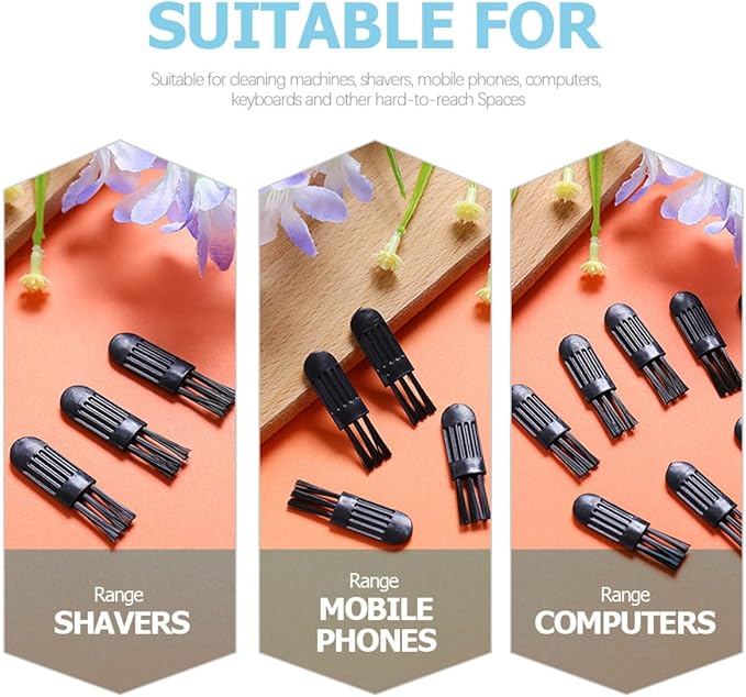 GLEAVI 100pcs Mini Cleaning Brush for Electric Shaver and Razor, Multipurpose Plastic Shaver Brush for Beard Clipper and Nose Hair Trimmer Cleaning, Black, Suitable for Men’s Grooming