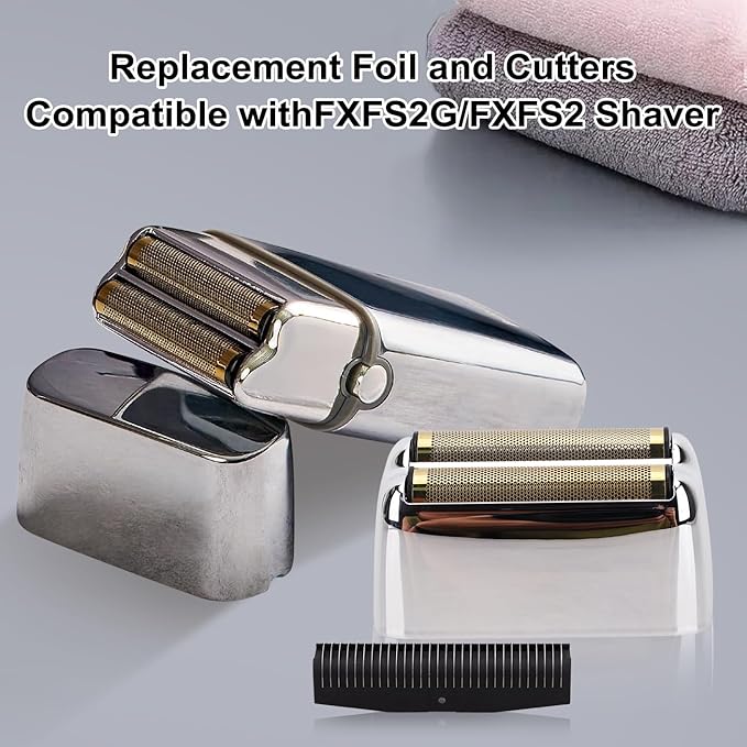 Replacement Foil and Cutters Head Compatible with Baby*lissPRO Double Foil Shaver, Replacement Foil Compatible with Baby*lissPRO Trimmer FXFS2 Shaver,2 Pack (Silver)