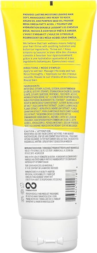 Acure Ultra Hydrating Conditioner, Yellow, Pumpkin, 8 Fl Oz- Pack of 2
