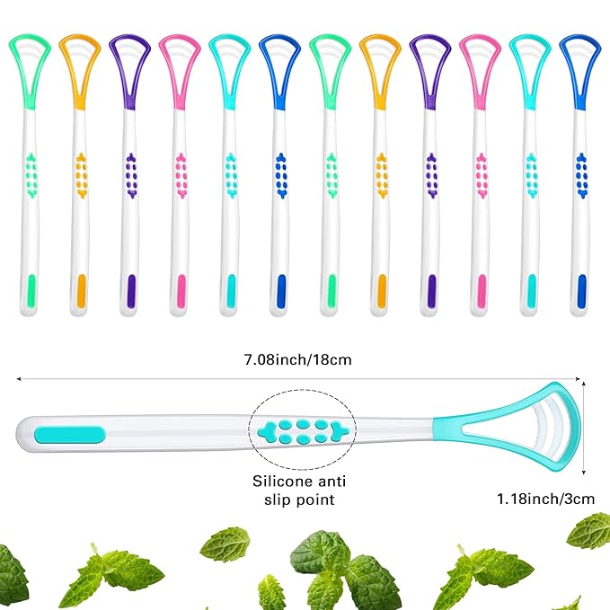 Yinkin 18 Pcs Tongue Scraper for Adults, Scraper Cleaner 100% BPA Free, Tongue Scrapers Cleaner, Oral Care Brush for Reducing Bad Breath Adults Healthy Oral Care Tools Easy to Use