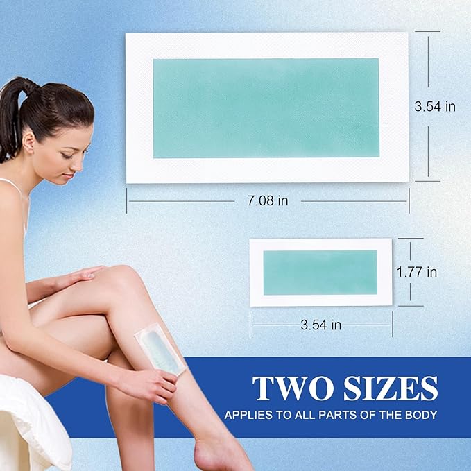 Wax Strips - (60 Count),10 Calming Oil Wipes Hypoallergenic For Hair Removal, For Women and Men, Face Waxing Kit For Women, Body Wax Strips - Brazilian Waxing, Suitable For All Skin Types