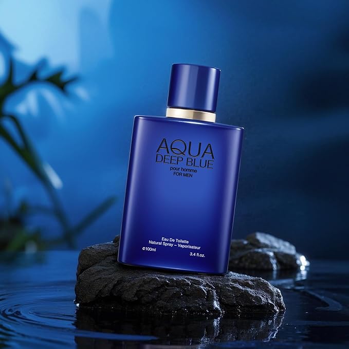META-BOSEM Men's Perfume Gift Set, EDP, 2 Pack (3.4 oz / 100 mL each), AQUA DEEP BLUE, Vantage, Aquatic Blue & Aromatic Classic, for summer & travel & office days, Long-Lasting, Gift Ready