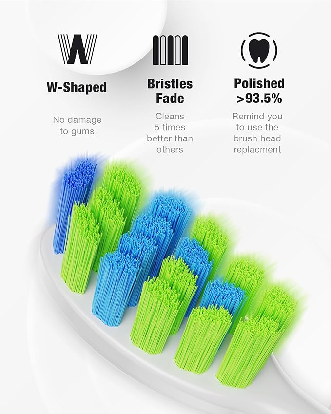 7AM2M Sonic Electric Toothbrush with 6 Brush Heads for Adults&Kids, One Charge for 120 Days, Wireless Fast Charge, 5 Modes, 40000VPM Powered Toothbrush, 2 Minutes Built in Smart Timer (Black)