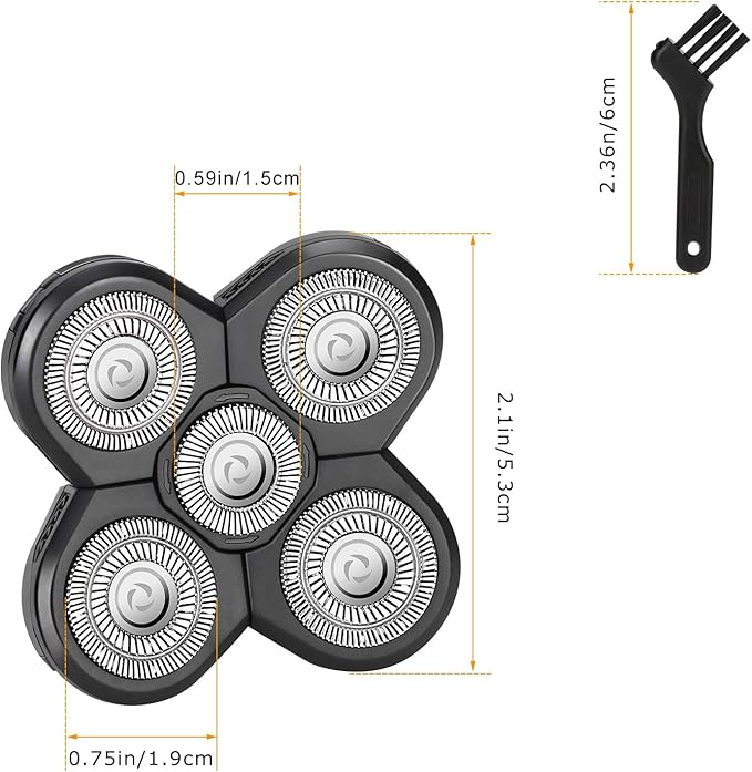 1 PCS Head Shaver Replacement Blades,Valentines Day Gifts for Him Mens Husband Dad - Birthday Gift Ideas for Dad, 5-Blade Shaver Heads for Bald and Face Hair with Cleaning Brush