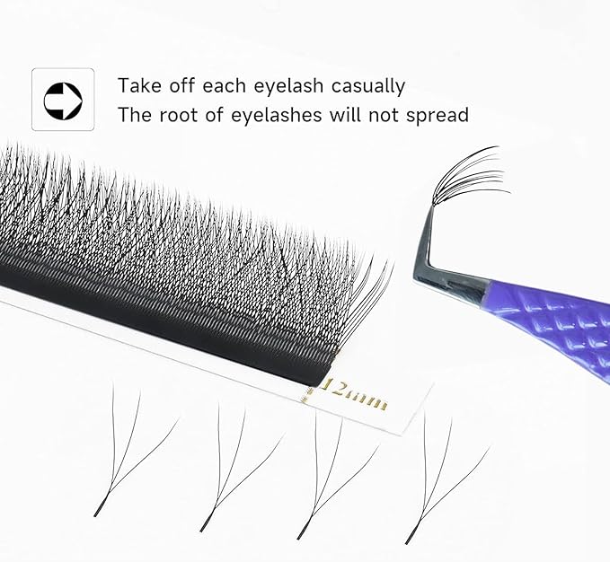 Lash Tweezers - Stainless Steel Fiber Tip Eyelash Tweezers (Set of 4) - Diamond Grip Professional Lash Tweezers for Eyelash Extensions (Purple)