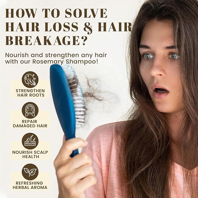 Rosemary Hair Growth Shampoo, Strengthening Shampoo 473 ml(16 fl.oz), For All Hair Types, with Herbal Essential Oils and Plant Extracts for Thinning Hair for Women and Men