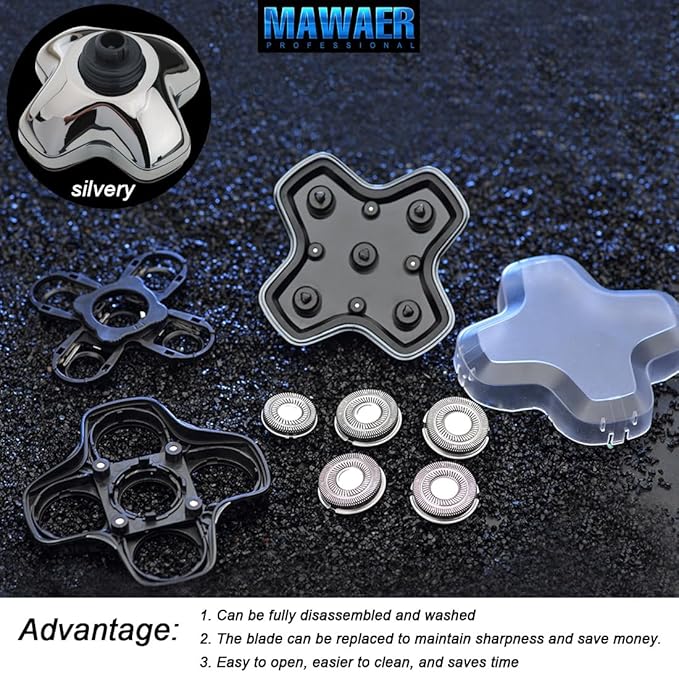 Magnetic 5 Blade Replacement Heads for SKULL SHAVER 4 & 3 Head Series