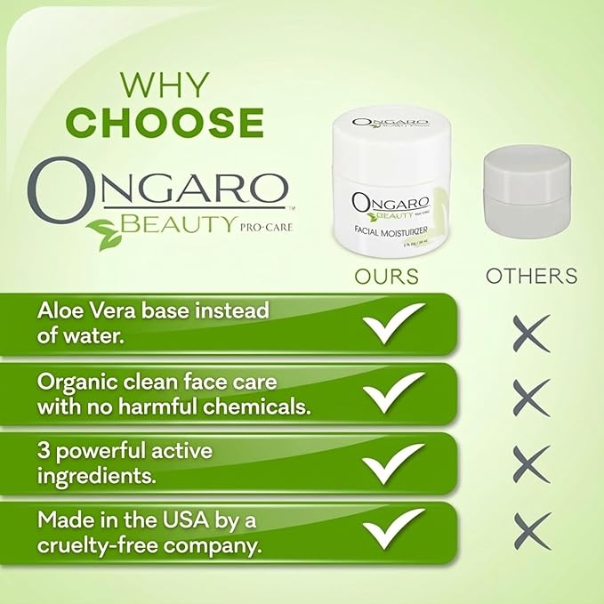 Ongaro Beauty Organic Face Moisturizer - Hydrating Face Cream, Probiotic Moisturizer with Aloe Vera, Vitamin A, C & E - Hyaluronic Acid, Face Lotion for All Skin Types - Nourishes Skin - 2 fl. Oz