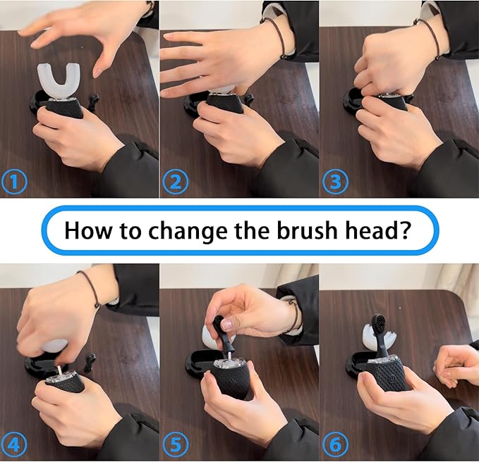 Ultrasonic Toothbrush for Adults - Automatic Electric Toothbrush Rechargeable Portable 30'' Automatic Timer Wireless Charging Washable Travel Home Dual-use (Black)