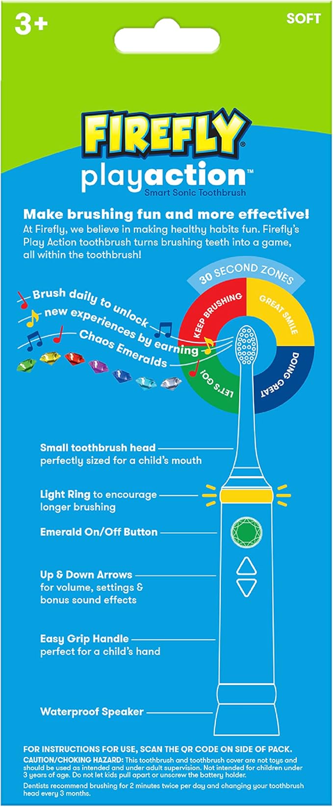 FIREFLY Play Action Sonic The Hedgehog Toothbrush Kit, Interactive Battery Operated Toothbrush with Lights, Music and Games, Batteries Included, Ages 3+