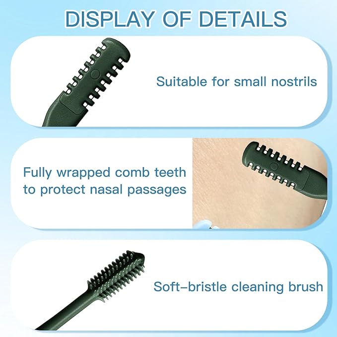 Dark Green Nasal Hair Cutter,Manual Nostril Hair Remover Tool,Nose Hair Trimmer for Womens Mens Christmas Gift Nose Trimmer for Men Cleaning Brush 360° Rotating Ear Nose Cutter for Men