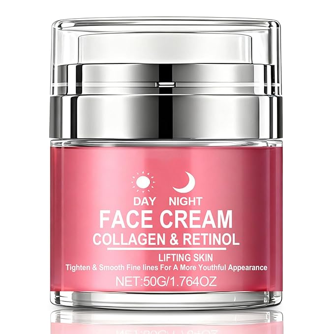 Retinol Cream for Face with Collagen, Collagen Face Moisturizer for Lifting Skin, Day-Night Anti-Aging Cream for Women and Men for Tighten & Smooth Fine lines, Wrinkles and Dryness 1.76 Fl Oz