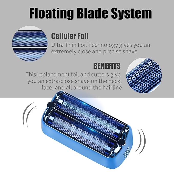 Shaver Replacement Foil and Cutter，Compatible with BaBylissPRO FXONE BLUEFX Double Foil Stick Shaver,BLUE