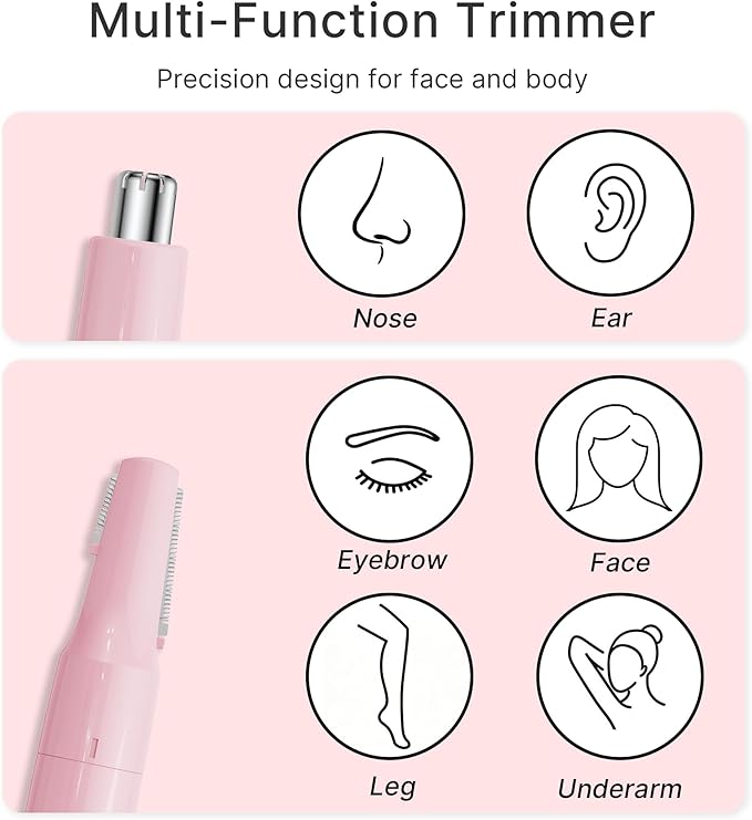 TOUCHBeauty Hair Trimmer for Face Eyebrow Nose Ear Body Hair Trimming, All in ONE Hair Remover for Women & Men Dual Blades Shaver Battery Powered TB-1458