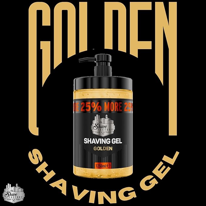 The Shave Factory - Shaving Gel | Non-Irritating | Precise shave on face and body | Shaving gel for men | Moisturizes the skin | 1250ml (42.25fl oz.) (Golden)