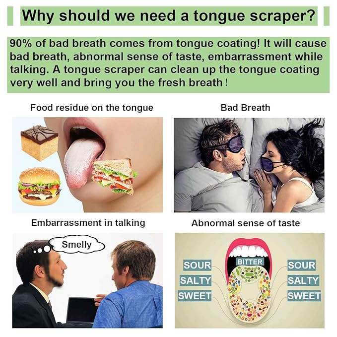 MOOSEC Tongue Scraper for Adults&Kids, Durable Food Grade 2 in 1 Silicone Tongue Brush and 100% Stainless Steel Tongue Scrapers, Reduce Bad Breath