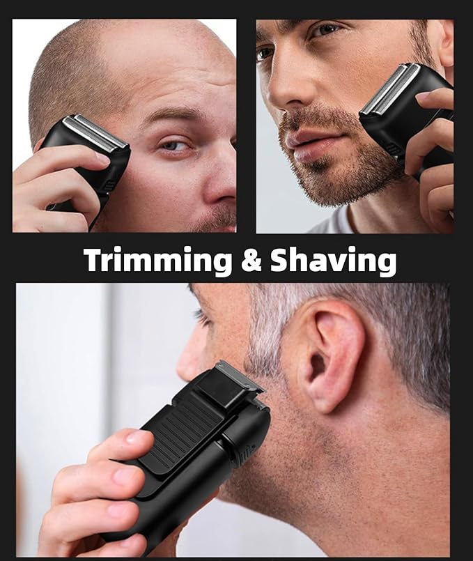 Electric Foil Razor for Men, Electric Shavers with Pop-Up Trimmer Rechargeable - 2-Speed Adjustable, Travel Lock, 120 Mins Runtime, Double Floating Blades for Men's Face Close Shaving (Black)