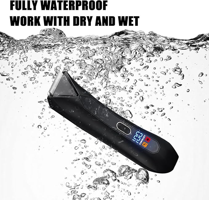 Men's Electric Body & Ball Hair Trimmer, 4-in-1 Ceramic Blade, Waterproof, Type C Charging, Black