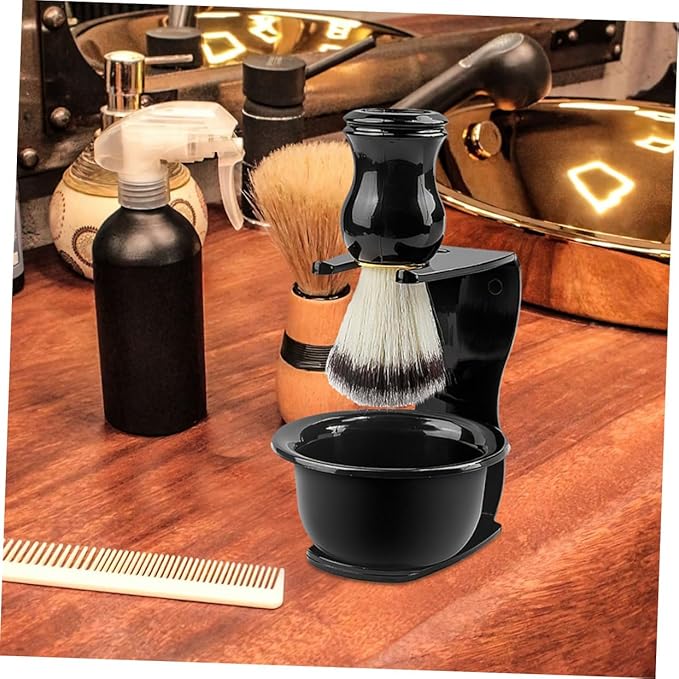 FRCOLOR 3pcs Safety Razor and Brush Stand Men's Grooming Shaving Razor Holder Portable Travel Shaving Brush Rack