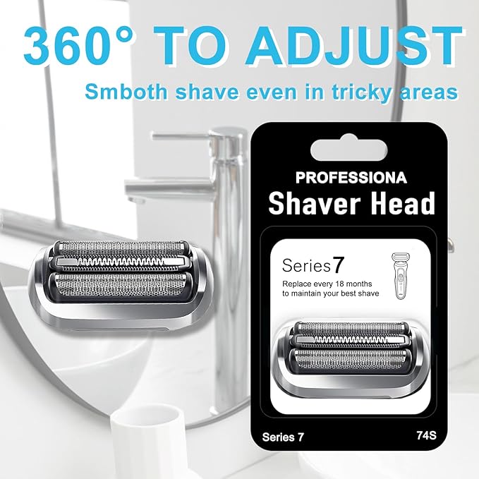 74S Series 7 Electric Shaver Replacement Head Compatible with Braun Series 7 Foil Shaver Replacement Heads 7120s, 7125s, 7127cs, 7171cc, 7175cc, 7185cc and 7189cc