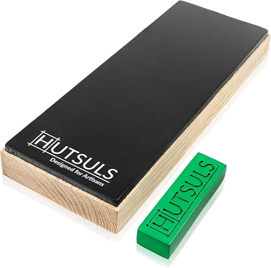 Hutsuls Leather Strop Block with Compound - Get Razor-Sharp Edges with Non-Slip Leather Stropping Block & Step-by-Step Guide Included