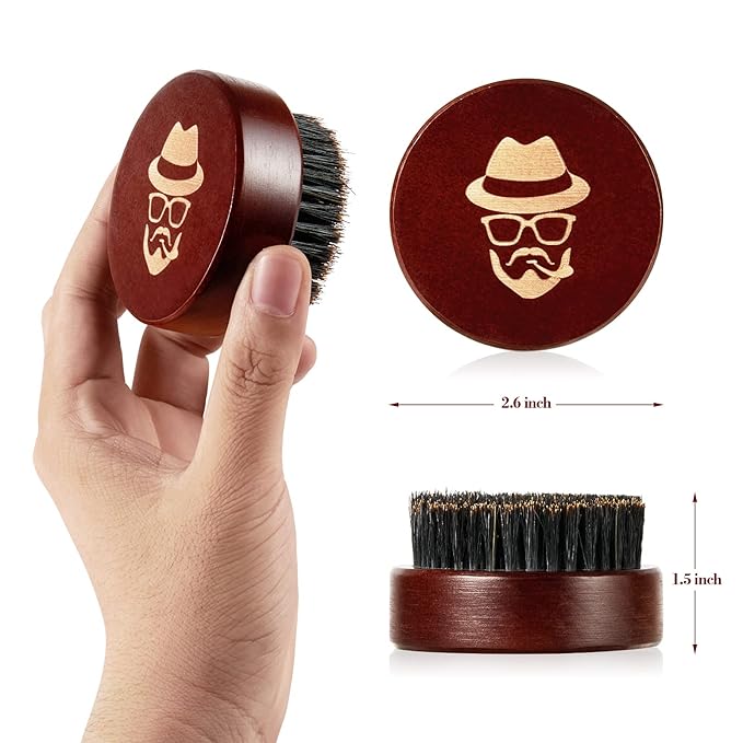 Beard Brush, Pure Boar Bristle Black Walnut Wood Beard Comb Brush for Men To Tame and Soften Your Facial Hair