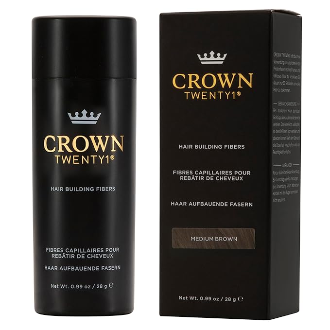 CROWN Hair Building Fibers Multipack (2 x 28g) - Instantly Cover Fine & Thinning Hair for a Thicker, Fuller Look - A Natural Keratin Concealer - 13 Shades for Men & Women - Medium Brown