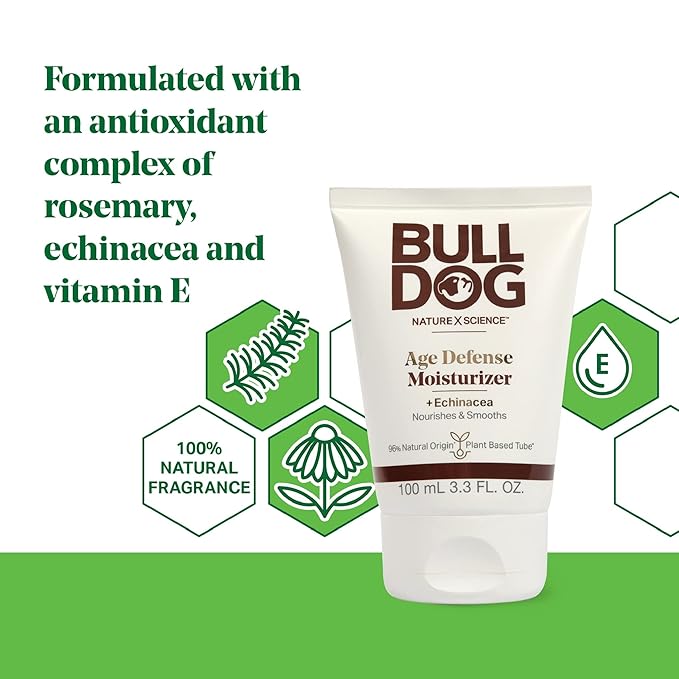 BULLDOG Mens Skincare Face Moisturizers Original 3.3oz and Age Defense 3.3oz