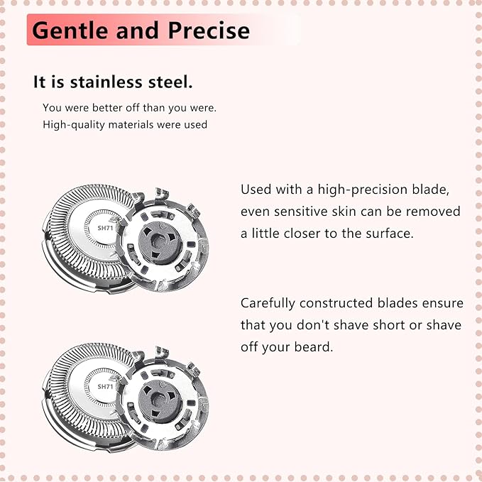 SH71 Replacement Heads for Philips Norelco Shaver Series 7000 and 5000,Upgraded SH71/52 Compatibility Double Blades for 7000 Replacement Heads,forShavers Series S5000 (S5XXX),S7000 (S7XXX)