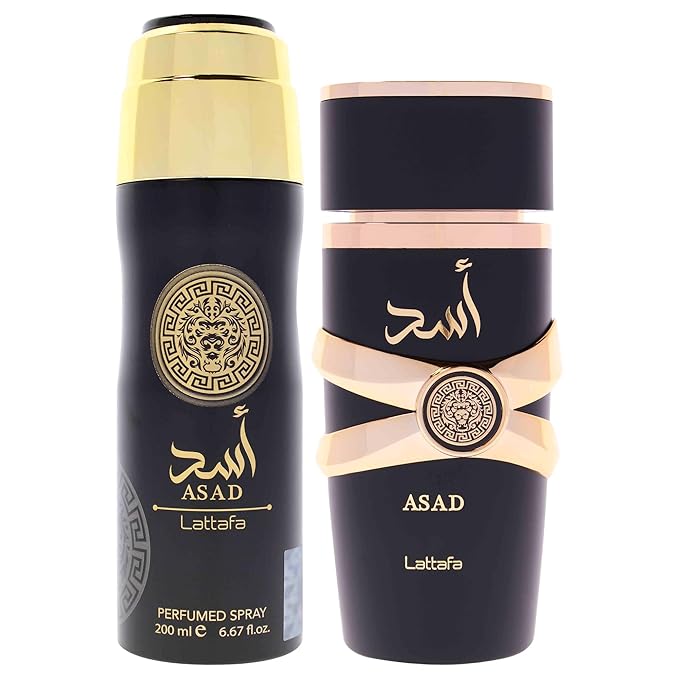 Lattafa Asad 2 Pcs Gift Set With 100ml Edp + 200ml Perfumed Spray