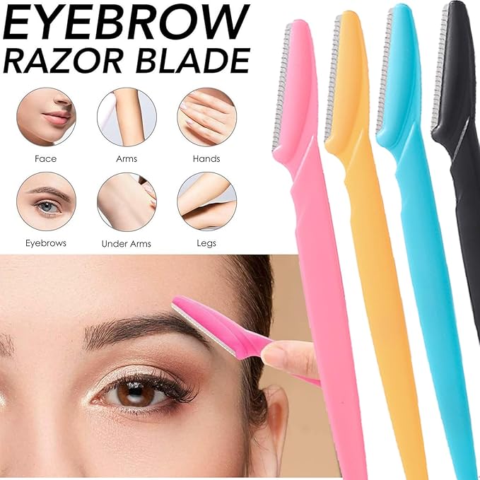 18Pcs Blue Eyebrow Razor Multipurpose Exfoliating Dermaplaning Tool Trimming and Shaving Grooming Face Razor and Eyebrow Shaper for Women