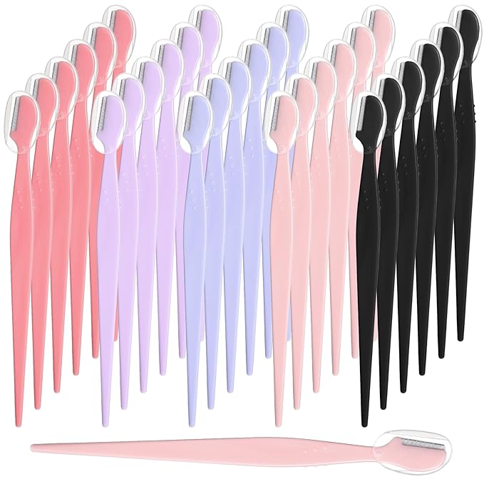 28 Pcs Eyebrow Razors, Multipurpose Face Razors for Women, Dermaplane Razor for Women Face, Exfoliating Facial Razor with Precision Cover, Eyebrow Shaper Trimmer Shaver for Men&Women (Multicolor)