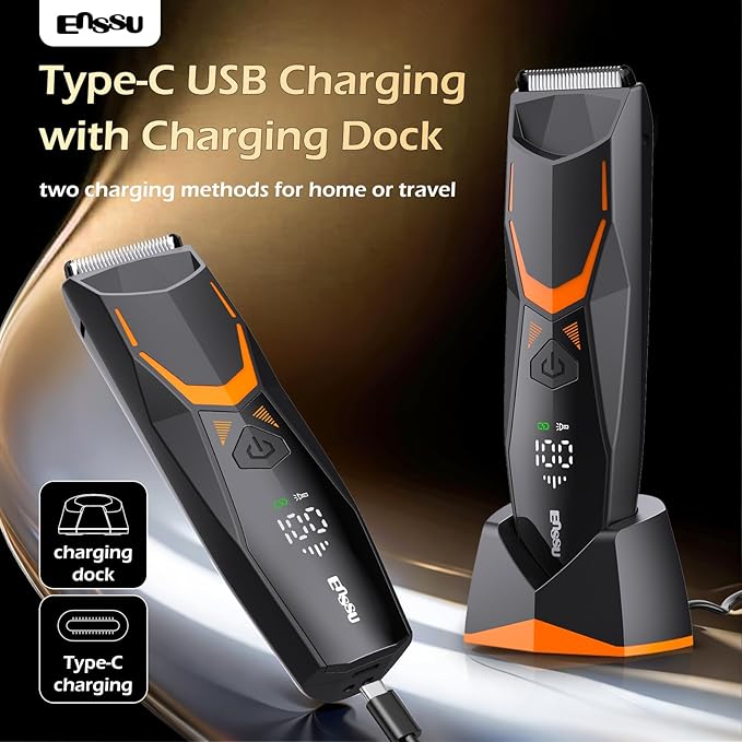 Manscape Body Hair Trimmer for Men with LED Light for Balls/Pubic/Groin/Legs/Chest, IPX7 Waterproof Body Groomer with Ceramic Blade, Fast Charging Shaver for Wet or Dry Use