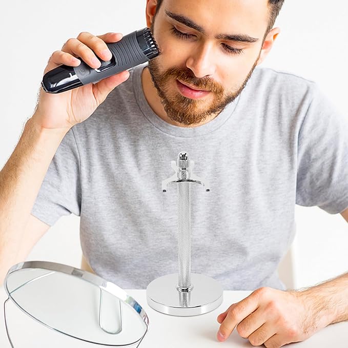 Beaupretty Metal Razor and Shaving Brush Stand Holder for Men, Silver 31mm Clamp, Bathroom Razor and Brush Storage for Shower Use