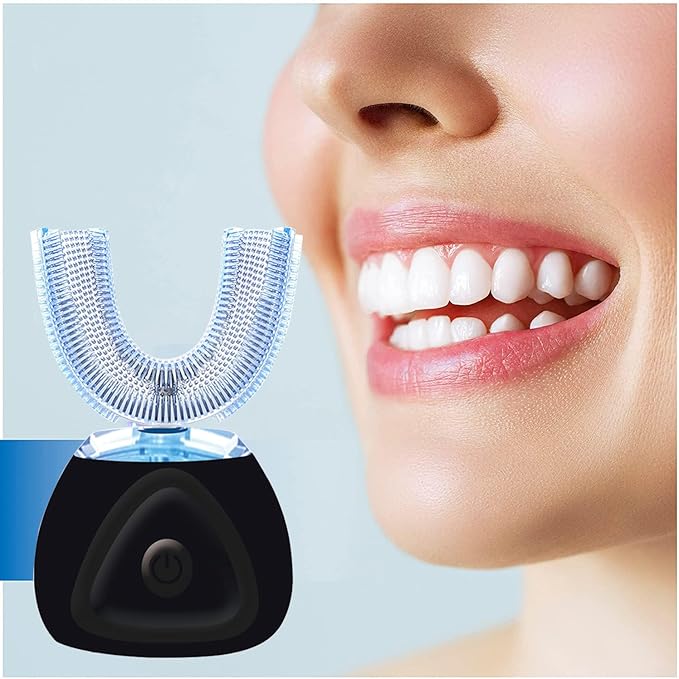 VERSAINSECT c Automatic Toothbrush, Auto Toothbrush for Adults, 360° Sonic Toothbrush Waterproof, Rechargeable Electric Ultrasonic Toothbrush, Teeth whitening Brush for Travel and Home Use (Black)