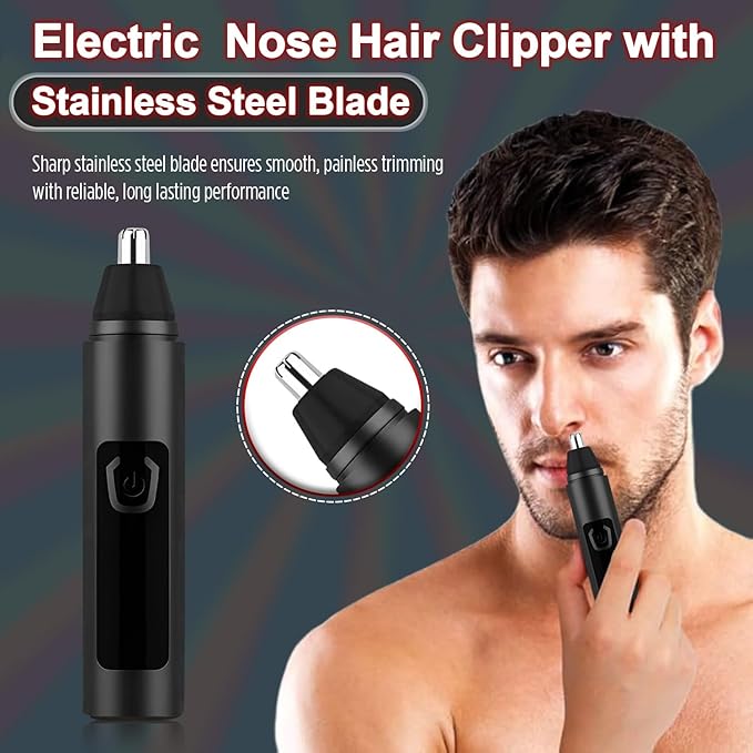Nose Hair Trimmer for Men Women - Electric Nose Hair Clipper with Replaceable Stainless Steel Blade, Powerful 6500RPM Motor, Wet/Dry Use, Portable USB Rechargeable Design | Black