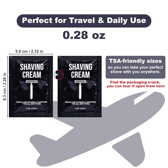 Travel Shaving Cream Bulk for Men 8ml/0.28fl oz,Disposable Shaving Cream in Bulk Individual Travel Shave Cream for Hotel Homeless Charity Home Nursing (Jasmine,Pack of 50)