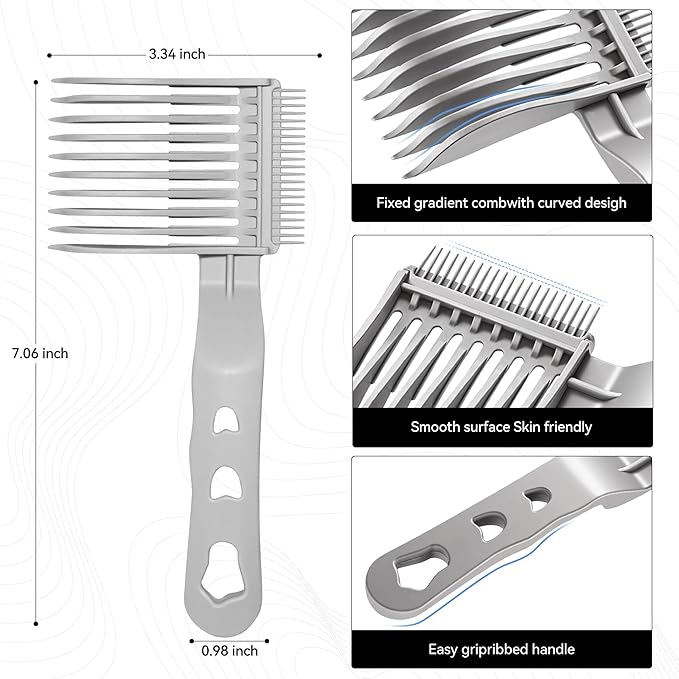 Blend Friend Fade Comb Set Black Professional Barber Combs for Men & Boys, Self Haircutting Tools for Fading & Blending, Salon or Home Use (1pc Grey)