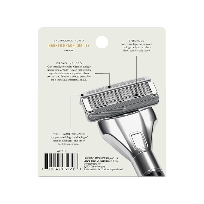 Cremo Razor Refills for Men, Astonishingly Superior Shaving Razors For Men, Compatible with Cremo Razors, 4 Pack