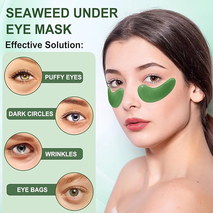 LAVONE Eye Mask - 30 Pairs Seaweed Under Eye Patches Skin Care Products - Eye Masks Skincare for Dark Circles and Puffiness, Reduce Wrinkles, Eye Bags and Fine Lines, for Women and Man
