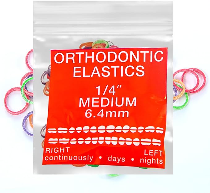 Neon Latex 100 counts Intraoral Elastic Bands Orthodontic Elastics Dental Rubber Bands Made in US Medium 1/4'', Neon Latex