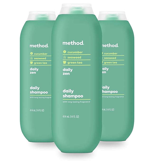 Method Daily Zen Shampoo - Daily Clean for All Hair Types, Softens and Nourishes Hair, Color Safe - Sulfate Free - 14 oz, Pack of 3